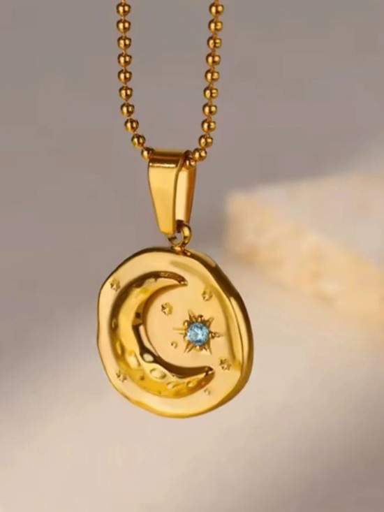 Anthropologie Jewelry - Gold MoonStar Pendant Necklace 18K Gold plated Solid Stainless Steel Waterproof